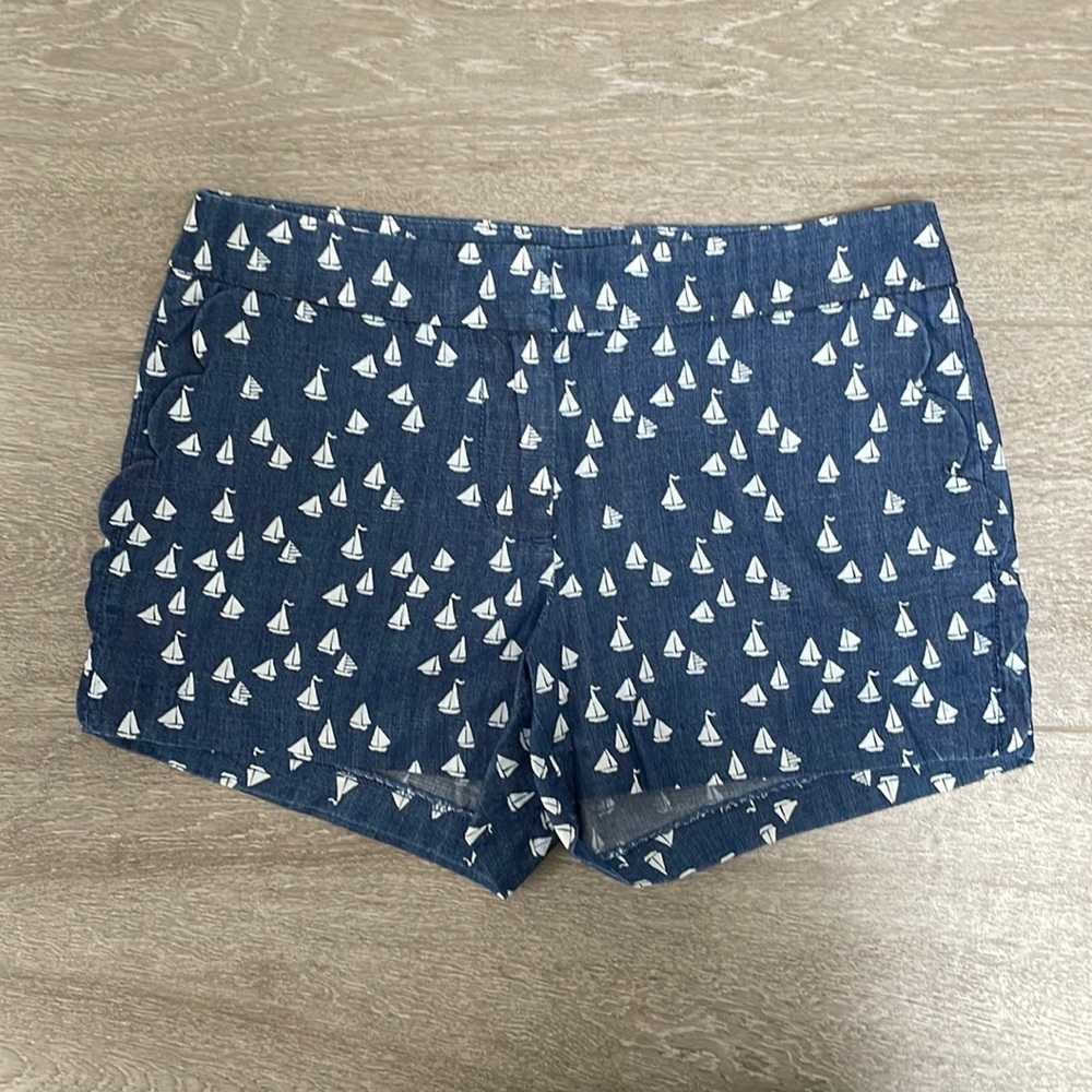 J Crew Nautical Sailboat Denim Chino Shorts 3”